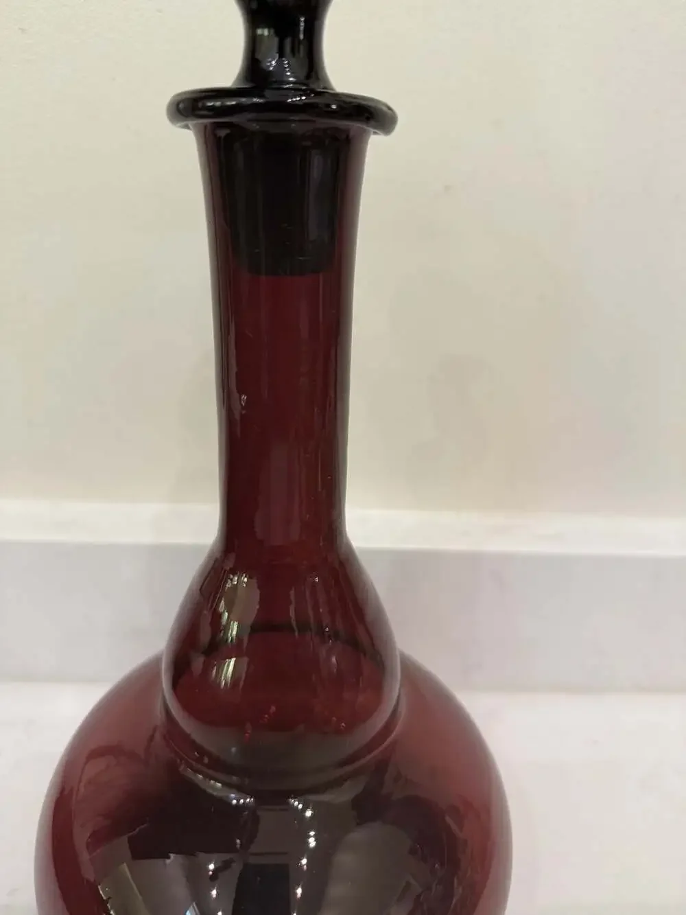 Vintage Mid-Century Handblown Amethyst Purple Glass Decanter with Stopper